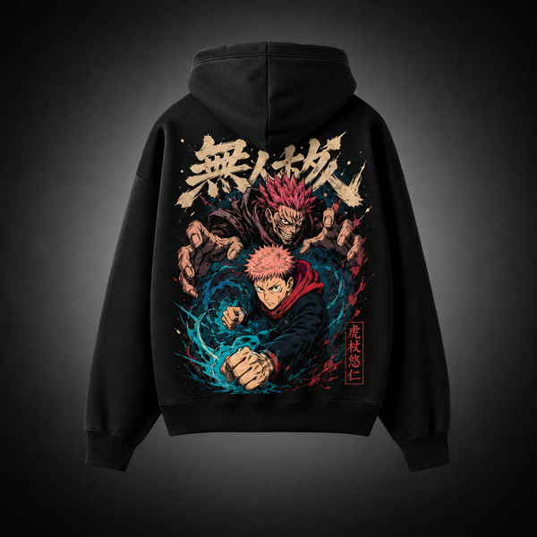 Black hoodie with Yuji Itadori Jujutsu Kaisen Vintage Yuji Poster graphic – photo 2
