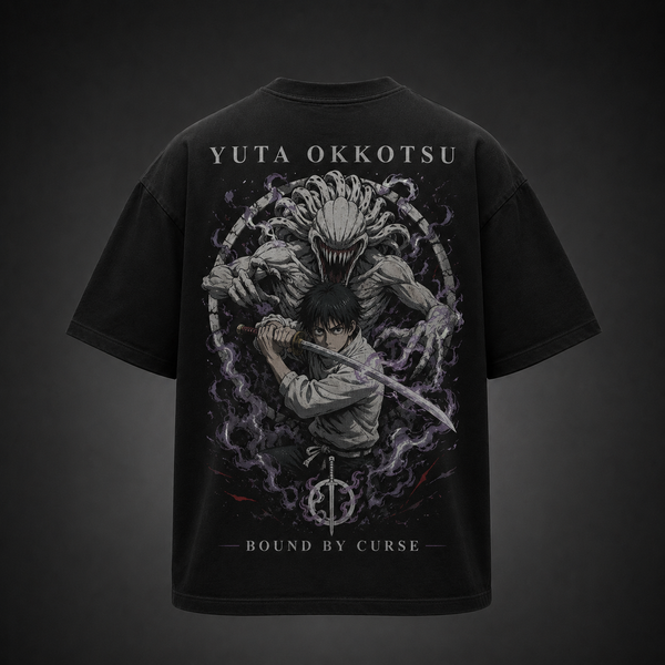Black t-shirt with Yuta Okkotsu Jujutsu Kaisen Bound By Curse graphic – photo 1