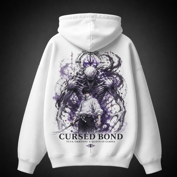 White hoodie with Yuta Okkotsu Jujutsu Kaisen Cursed Bond graphic – photo 1