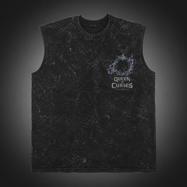 Washed black tank top with Yuta Okkotsu Jujutsu Kaisen Queen Of Curses graphic – photo 2